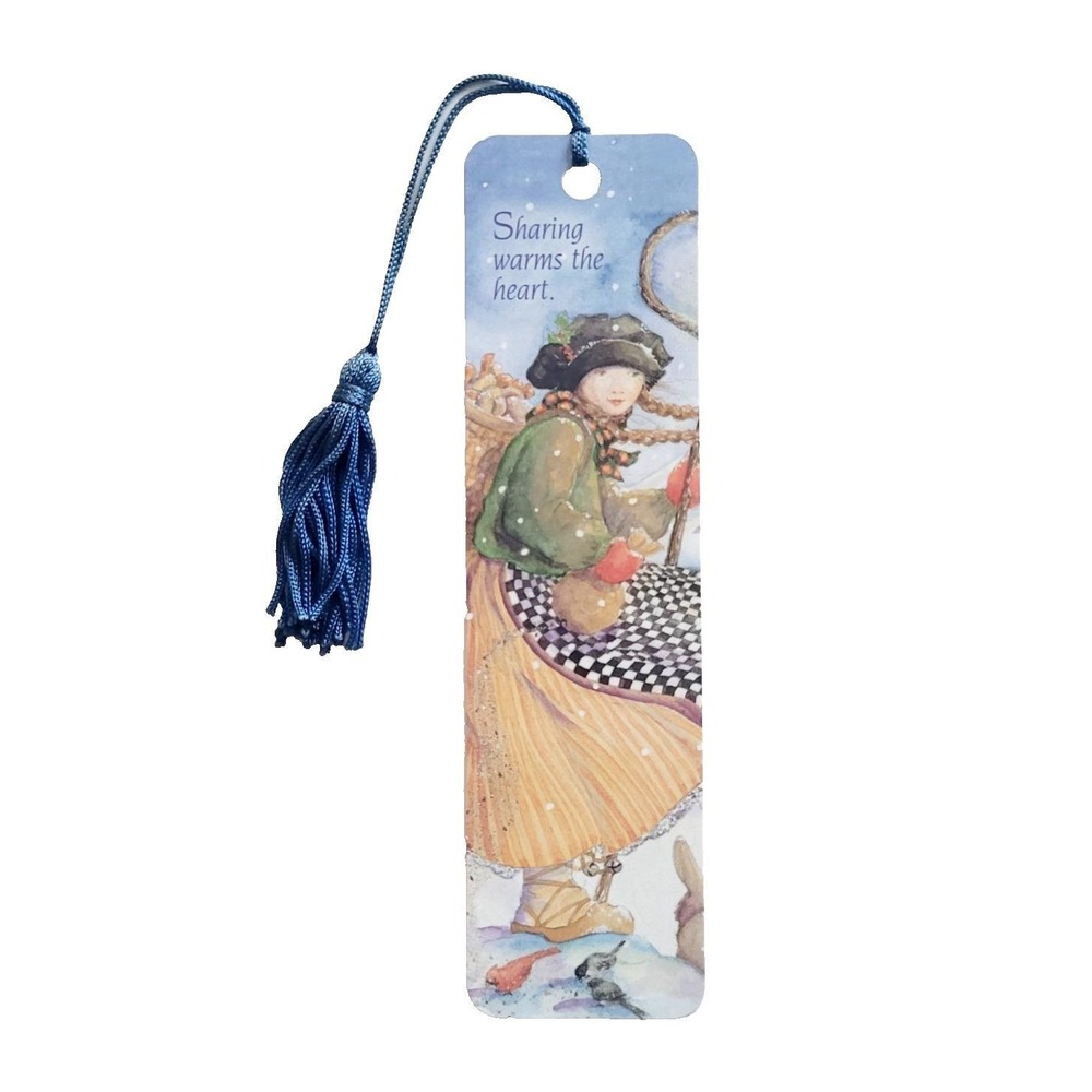 Vintage 90s Sharing Bookmark Jane Dyer birds whimsy folk 1997 Antioch, TBM-16047